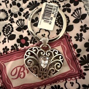 Brighton Silver Heart Keychain with clear gem NWT - Brighton gift bag included